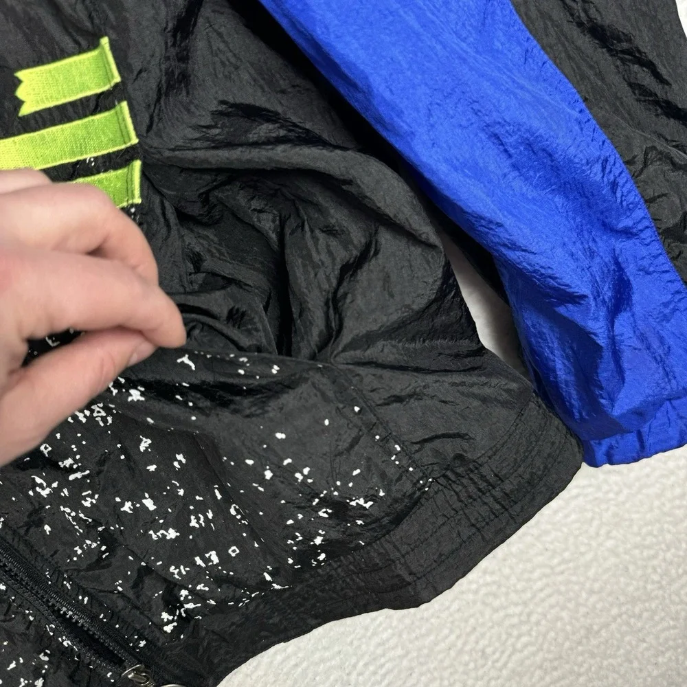 Vintage 90s IXSPA Windbreaker Jacket Black Blue - Men's Medium (Fits Roomy)